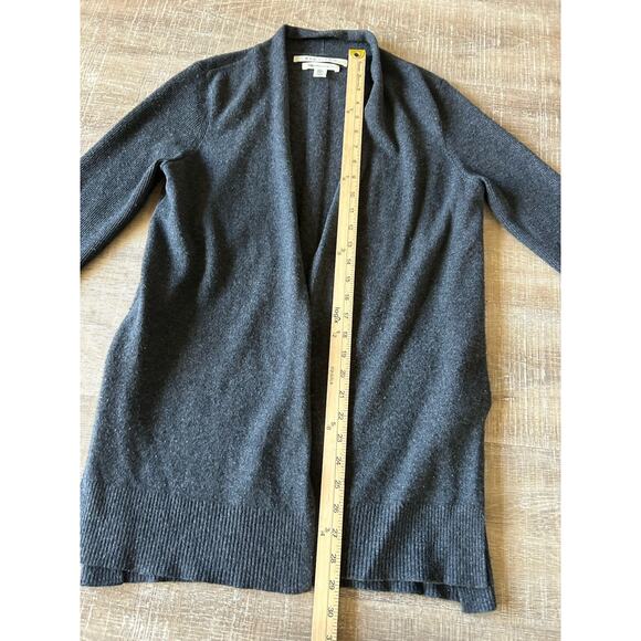 Max Studio 2-Ply 100% Cashmere Cardigan Women M Gray Open Front Long Slits - Picture 7 of 12